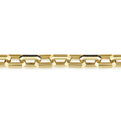 Outlet Gabriel & Co. 9mm 14K Yellow Gold Faceted Men's Hollow Chain Black Diamond Bracelet