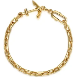 Hot Gabriel & Co. 5mm 14K Yellow Gold Link Men's Hollow Chain and Anchor Bracelet