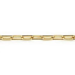Hot Gabriel & Co. 4.40mm 14K Yellow Gold Men's Hollow Elongated Link Chain Bracelet