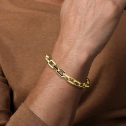 Online Gabriel & Co. 9mm 14K Yellow Gold Men's Hollow Faceted Chain Black Diamond Bracelet
