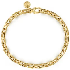 Clearance Gabriel & Co. 5.60mm 14K Yellow Gold Men's Hollow Faceted Link Chain Bracelet