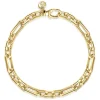 Hot Gabriel & Co. 6.50mm 14K Yellow Gold Men's Hollow Figaro Link Chain Bracelet