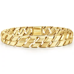 Sale Gabriel & Co. 10mm 14K Yellow Gold Men's Hollow Herringbone Chain Bracelet