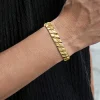 Best Gabriel & Co. 10mm 14K Yellow Gold Men's Hollow Herringbone Chain Bracelet