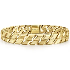 Best Gabriel & Co. 10mm 14K Yellow Gold Men's Hollow Herringbone Chain Bracelet