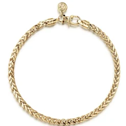Best Gabriel & Co. 4mm 14K Yellow Gold Men's Hollow Wheat Chain Bracelet