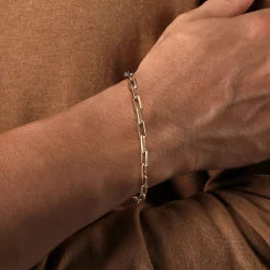 Best Gabriel & Co. 5 mm 14K Yellow Gold Men's Solid Elongated Link Chain Bracelet