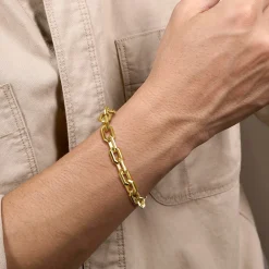 Gabriel & Co. 8mm 14K Yellow Gold Men's Solid Faceted Chain Bracelet