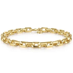 Sale Gabriel & Co. 5.50mm 14K Yellow Gold Men's Solid Faceted Link Chain Bracelet