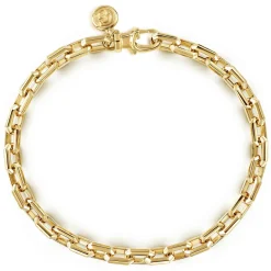 Sale Gabriel & Co. 5.50mm 14K Yellow Gold Men's Solid Faceted Link Chain Bracelet