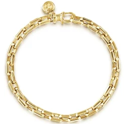 Discount Gabriel & Co. 5.50mm 14K Yellow Gold Men's Solid Faceted Link Chain Bracelet