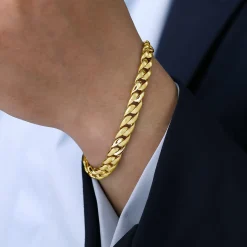Online Gabriel & Co. 8mm 14K Yellow Gold Men's Solid Flat Heavy Link Chain Bracelet