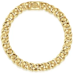 Online Gabriel & Co. 8mm 14K Yellow Gold Men's Solid Flat Heavy Link Chain Bracelet