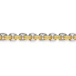 Hot Gabriel & Co. 6mm 14K Yellow-White Gold Two Tone Men's Solid Chain Bracelet