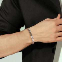 New Gabriel & Co. 7mm 925 Sterling Silver and 14K Yellow Gold Men's Solid Cuban Link Chain with Diamond Cut Bracelet