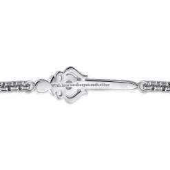 Gabriel & Co. 14mm 925 Sterling Silver and 14K Yellow Gold Garnet and White Sapphire Men's Solid Round Box Chain Bracelet With Dagger