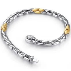 Outlet Gabriel & Co. 6mm 925 Sterling Silver and 14K Yellow Gold Hollow Tubular Chain Bracelet