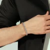 Sale Gabriel & Co. 7mm 925 Sterling Silver and 14K Yellow Gold Men's Solid Cuban Link Chain with Diamond Cut Bracelet