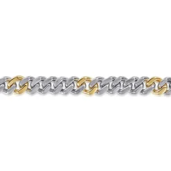 Sale Gabriel & Co. 7mm 925 Sterling Silver and 14K Yellow Gold Men's Solid Cuban Link Chain with Diamond Cut Bracelet