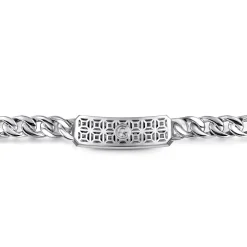 Sale Gabriel & Co. 43mm 925 Sterling Silver Black Spinel Men's Mix Cuban Link Chain with ID Bracelet