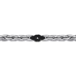 Gabriel & Co. 6mm 925 Sterling Silver Black Spinel Tubular Men's Hollow Chain Bracelet