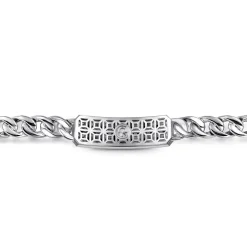Sale Gabriel & Co. 43mm 925 Sterling Silver Black Spinel Men's Mix Cuban Link Chain with ID Bracelet
