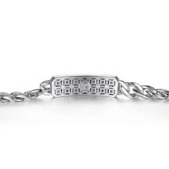 Online Gabriel & Co. 43mm 925 Sterling Silver Black Spinel Men's Mix Cuban Link Chain with ID Bracelet