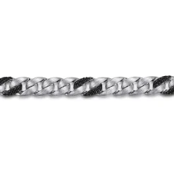 Online Gabriel & Co. 8mm 925 Sterling Silver Black Spinel Men's Solid Cuban Link Chain Bracelet