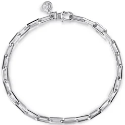 Clearance Gabriel & Co. 5mm 925 Sterling Silver Elongated Men's Solid Chain Bracelet