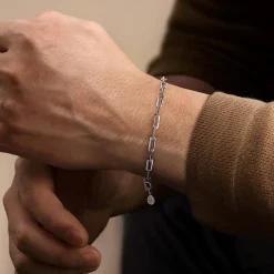 Clearance Gabriel & Co. 5mm 925 Sterling Silver Elongated Men's Solid Chain Bracelet