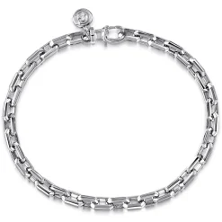 Clearance Gabriel & Co. 6mm 925 Sterling Silver Faceted Men's Solid Chain Bracelet
