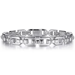 Discount Gabriel & Co. 8mm 925 Sterling Silver Men's Cylindrical Mix Link Chain Bracelet