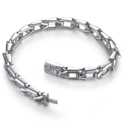 Gabriel & Co. 8mm 925 Sterling Silver Men's Hollow Faceted Link Chain Bracelet