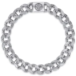 New Gabriel & Co. 10mm 925 Sterling Silver Men's Hollow Cuban Link Chain Bracelet