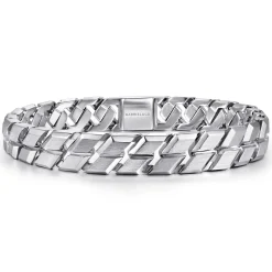 Hot Gabriel & Co. 10mm 925 Sterling Silver Men's Hollow Herringbone Chain Bracelet