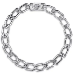 Online Gabriel & Co. 8mm 925 Sterling Silver Men's Hollow Faceted Link Chain Bracelet