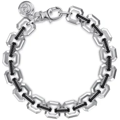 Online Gabriel & Co. 10mm 925 Sterling Silver Men's Hollow Link Chain Tennis Bracelet with Black Spinel Connectors