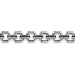 Online Gabriel & Co. 10mm 925 Sterling Silver Men's Hollow Link Chain Tennis Bracelet with Black Spinel Connectors