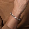 Best Gabriel & Co. 8mm 925 Sterling Silver Men's Hollow Faceted Men's Chain Black Spinel Bracelet