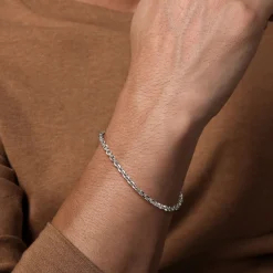 Gabriel & Co. 4mm 925 Sterling Silver Men's Solid Link Chain Bracelet