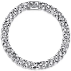 Clearance Gabriel & Co. 8mm 925 Sterling Silver Men's Solid Link Chain Bracelet