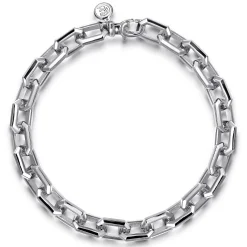 Online Gabriel & Co. 8mm 925 Sterling Silver Men's Solid Faceted Chain Bracelet