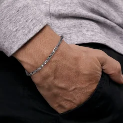 Best Gabriel & Co. 4mm 925 Sterling Silver Men's Solid Wheat Chain Bracelet