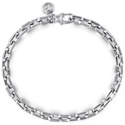 Sale Gabriel & Co. 5.50mm 925 Sterling Silver Men's Solid Faceted Link Chain Bracelet