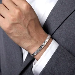 Outlet Gabriel & Co. 7mm 925 Sterling Silver Men's Solid Chain Bracelet Herringbone
