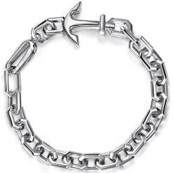 Gabriel & Co. 8mm 925 Sterling Silver Men's Solid Chain and Anchor Bracelet
