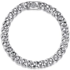 Best Gabriel & Co. 8mm 925 Sterling Silver Men's Solid Cuban Link Chain Bracelet