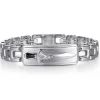 Best Gabriel & Co. 10mm 925 Sterling Silver Solid Herringbone Chain Men's Bracelet With Dagger ID