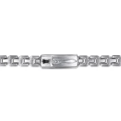 Best Gabriel & Co. 10mm 925 Sterling Silver Solid Herringbone Chain Men's Bracelet With Dagger ID