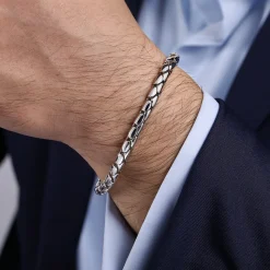 Best Gabriel & Co. 6mm 925 Sterling Silver Tubular Men's Solid Chain Bracelet